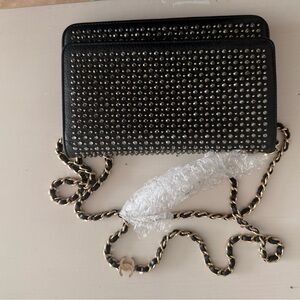 CHANEL Black Studded Crossbody Bag